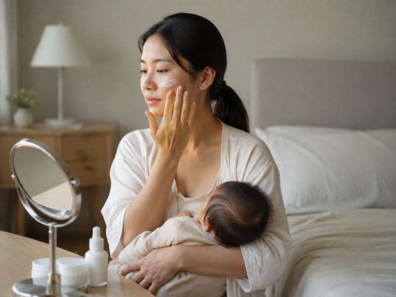 生完孩子后皮肤明显变干，哺乳期能不能用含酸类或香精的保湿产品？