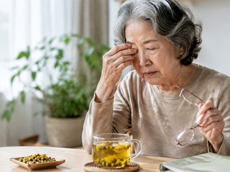 老人家眼睛干涩发痒，能不能靠喝石斛野菊花水缓解？