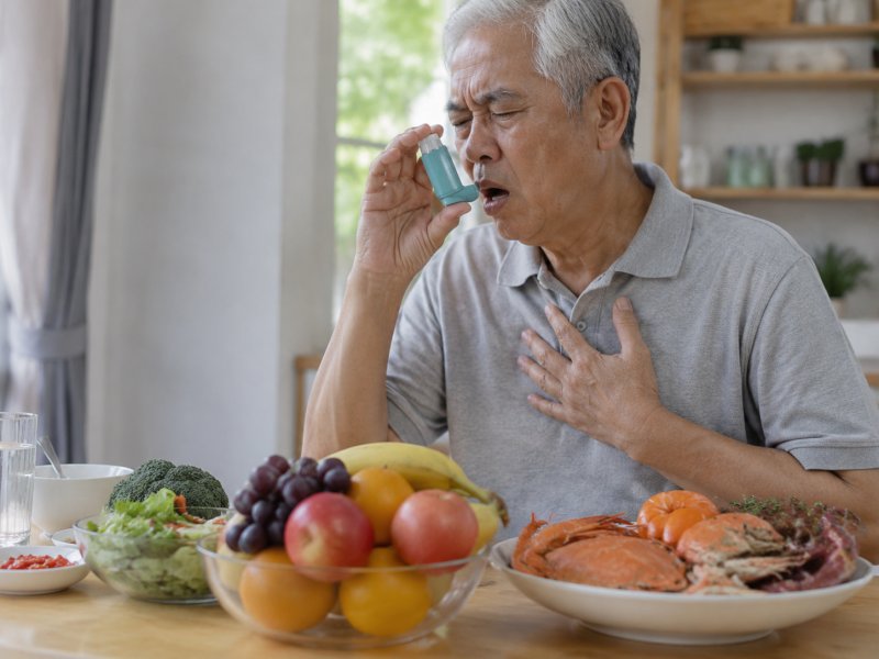 老人得了重度哮喘日常饮食要注意什么?能不能吃海鲜和水果