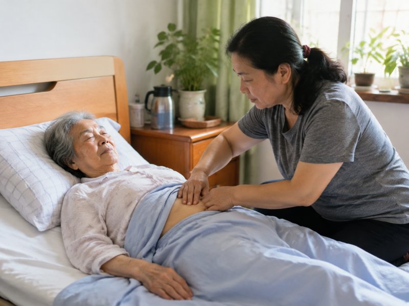 家里老人胃下垂卧床休养,护理时能不能配合丹田按摩?